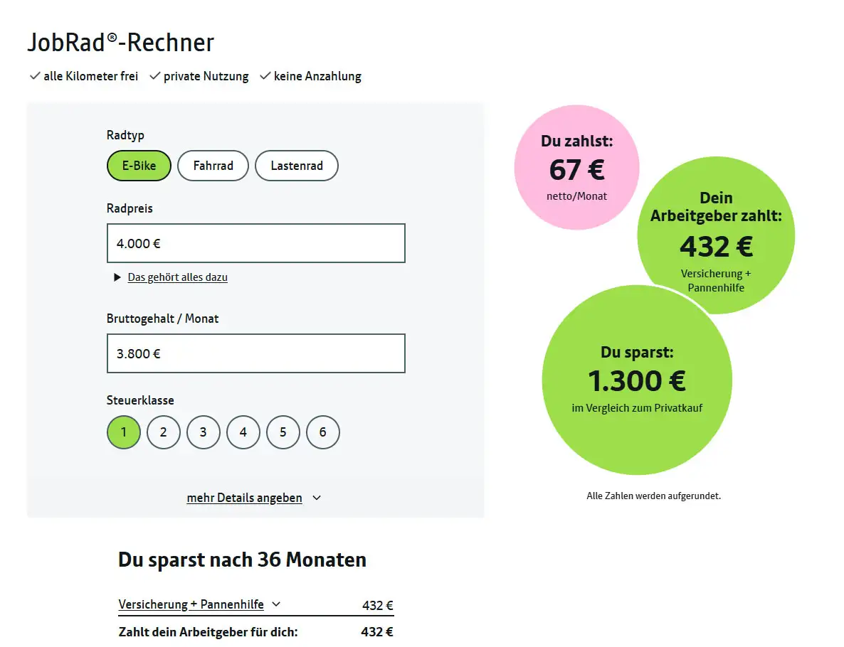 Der JobRad Vorteilsrechner Der JobRad Vorteilsrechner